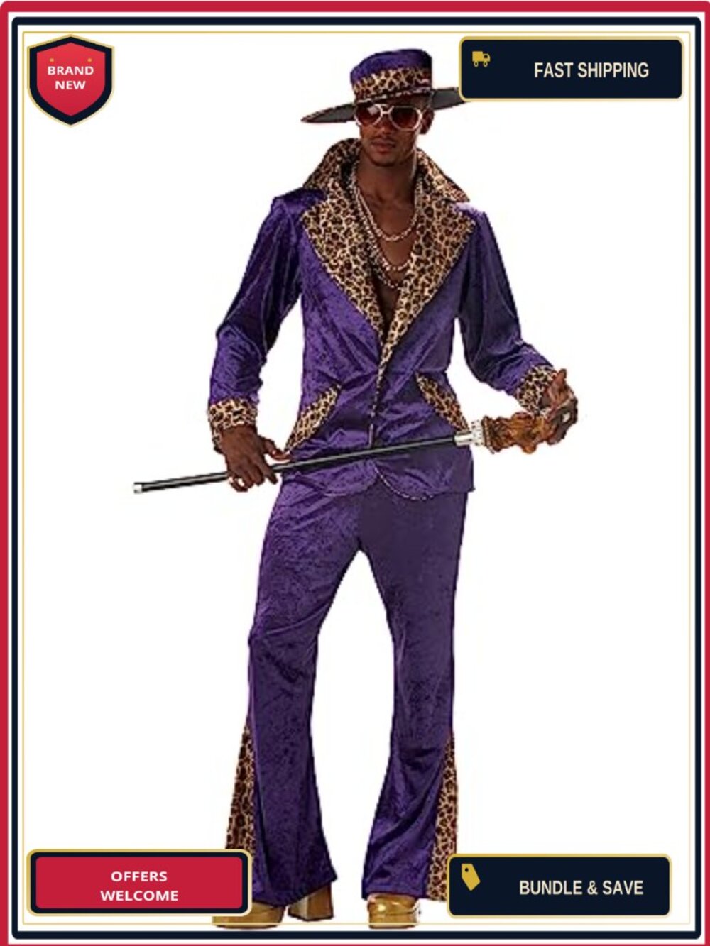 Mens Pimp Costume XLarge Crushed Velvet Jacket Pants